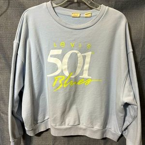 Levi’s 501 cropped sweat shirt light blue